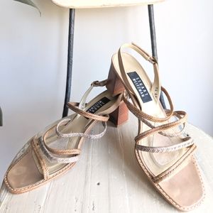 Stuart Weitzman Braided Strappy Leather Heels 9.5